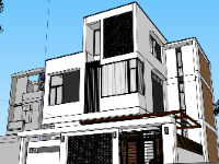 File sketchup dựng 3d nhà phố 3 tầng 11x13m