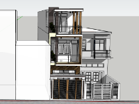 file su nhà phố 3 tầng,nhà phố 3 tầng file su,model su nhà phố 3 tầng,file sketchup nhà phố 3 tầng