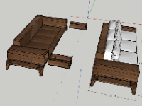 File sketchup dựng 3d Sofa gỗ óc chó kích thước 950x3030