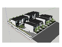 khu biệt thự dụng sketchup,3d su dựng khu biệt thự,model su thiết kế biệt thự 2 tầng
