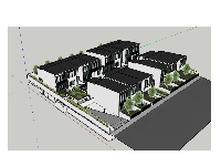 File sketchup dựng bao cảnh khu nhà biệt thự 2 tầng