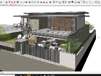 File sketchup dựng biệt thự hiện đại 2 tầng 16x18m