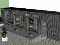 File sketchup dựng ngoại và nội thất Quán cafe container