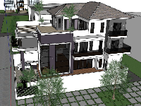 File sketchup dựng phối cảnh Villa 3 tầng