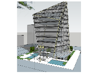 File sketchup dựng tòa tháp bằng kính hiện đại 2023