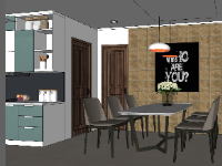 File sketchup khách bếp chung cư