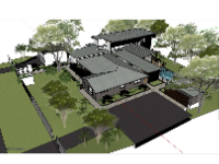 File sketchup mẫu biệt thự nhà vườn 1 tầng