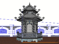 File sketchup mẫu Mộ Lục Giác tháp bằng đá