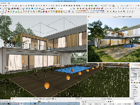 File sketchup mẫu nhà gác sân vườn hồ nước