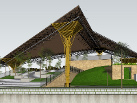 sketchup nhà hàng,nhà hàng 27x30m,nhà hàng trên hồ