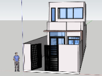 File sketchup mẫu nhà phố 2 tầng kích thước 5x17m