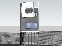 File sketchup mẫu nhà phố 3 tầng hiện đại kích thước 5x14m