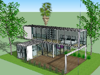 File sketchup mẫu thiết kế nhà ở 2 tầng