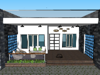 File sketchup nhà 1 tầng mái bằng 7.5x17.5m