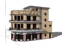 File sketchup nhà 3 tầng 1 tum kích thước 6x17.5m