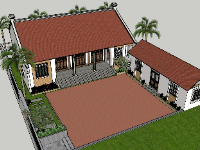 File sketchup nhà 5 gian,Bản vẽ nhà thờ họ 5 gian,Mẫu nhà thờ họ 5 gian,Mẫu nhà 5 gian chữ U,Thiết kế nhà 5 gian hiện đại