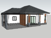 File sketchup nhà cấp 4 kích thước 11.3x12.2m