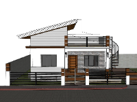 File sketchup nhà cấp 4 kích thước 7.5x8.15m