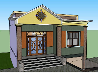 nhà 3 phòng ngủ,nhà cấp 4 sketchup,sketchup nhà cấp 4,nhà cấp 4