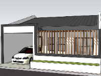 File sketchup nhà cấp 4 kích thước 8x10m