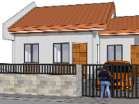 nhà cấp 4,nhà cấp 4 sketchup,thiết kế sketchup nhà cấp 4,phối cảnh nhà cấp 4