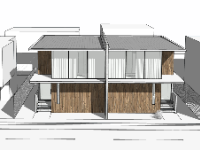 File sketchup nhà ghép gỗ 2 tầng 16x17m