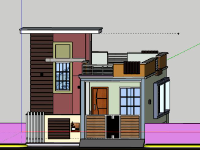 File sketchup nhà phố 1 tầng 7x15m