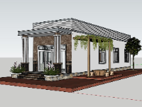 File sketchup nhà phố 1 tầng kích thước 6x19m