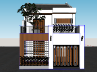 File sketchup nhà phố 2 tầng 13x19m