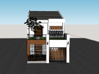 File sketchup nhà phố 2 tầng 7.5x18m