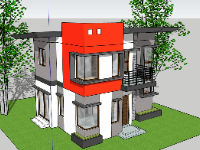 File sketchup nhà phố 2 tầng 7.5x6m