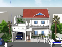 File sketchup nhà phố 2 tầng 7.9x10.8m