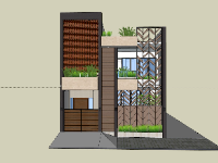 File sketchup nhà phố 2 tầng 8x14m