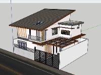 nhà phố sketchup,File sketchup nhà,su nhà phố 2 tầng,sketchup nhà phố 2 tầng