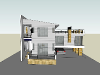 File sketchup nhà phố 2 tầng hiện đại và đẹp