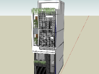 File sketchup nhà phố 3 tầng 1 lửng kích thước 5x10m