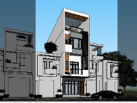 nhà phố 3 tầng,3d nhà phố 3 tầng,sketchup nhà phố 3 tầng,file 3d nhà phố 3 tầng