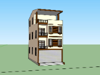 nhà phố 3 tầng,file sketchup nhà phố 3 tầng,phối cảnh nhà phố 4 tầng,model nhà phố 4 tầng