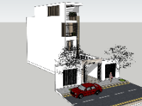 File sketchup nhà phố 3 tầng 1 tum 4.5x15.8m