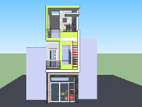 nhà phố 3 tầng,file sketchup nhà phố 3 tầng,model su nhà phố 3 tầng,nhà phố 3 tầng đẹp