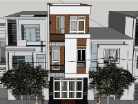 nhà phố 3 tầng,sketchup nhà phố 3 tầng,file sketchup nhà phố 3 tầng,model sketchup nhà phố 3 tầng