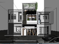 File Sketchup Nhà phố 3 tầng hiện đại 2019