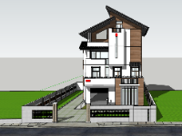 File sketchup nhà phố 3 tầng kích thước 11x17m