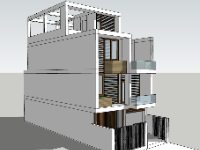 File sketchup nhà phố 3 tầng kích thước 8x15.5m