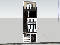nhà 4 tầng,phối cảnh nhà phố 4 tầng,sketchup nhà phố 4 tầng,mẫu sketchup nhà phố 4 tầng