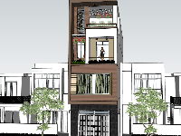 File sketchup nhà phố 4 tầng,File sketchup nhà phố 4 tầng hiện đại,File sketchup nhà phố,Model sketchup nhà phố 4 tầng