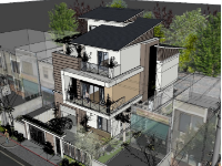 File sketchup nhà phố hiện đại,Model sketchup nhà phố,Model nhà phố file sketchup