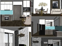 chi tiết nội thất,nội thất căn hộ,bổ chi tiết nội thất,Sketchup phòng ăn,sketchup nội thất căn hộ