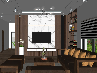 File sketchup nội thất hiện đại 3D phòng khách bếp ăn