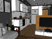 File sketchup nội thất khách bếp căn hộ chung cư